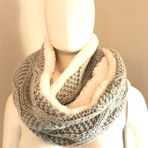 INC-Cable Shine-Knit Infinity/Loop Scarf-Sherpa Lined-NWT - Picture 3 of 4
